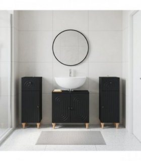 vidaXL 3 Piece Bathroom Cabinet Set ALKMAAR 3 pcs Black