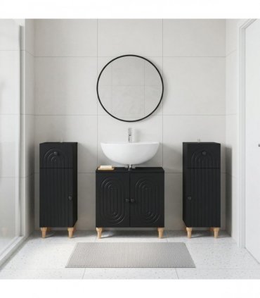 vidaXL 3 Piece Bathroom Cabinet Set ALKMAAR 3 pcs Black