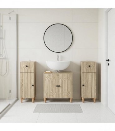 vidaXL 3 Piece Bathroom Cabinet Set ALKMAAR 3 pcs Sonoma Oak