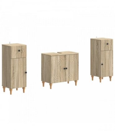 vidaXL 3 Piece Bathroom Cabinet Set ALKMAAR 3 pcs Sonoma Oak