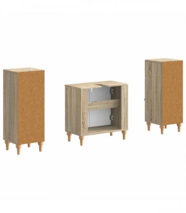 vidaXL 3 Piece Bathroom Cabinet Set ALKMAAR 3 pcs Sonoma Oak