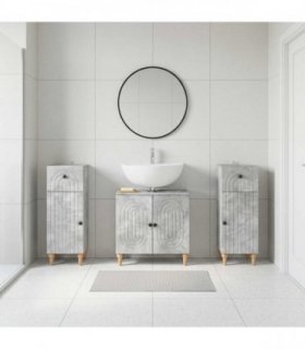 vidaXL 3 Piece Bathroom Cabinet Set ALKMAAR 3 pcs Concrete Grey