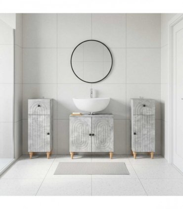 vidaXL 3 Piece Bathroom Cabinet Set ALKMAAR 3 pcs Concrete Grey