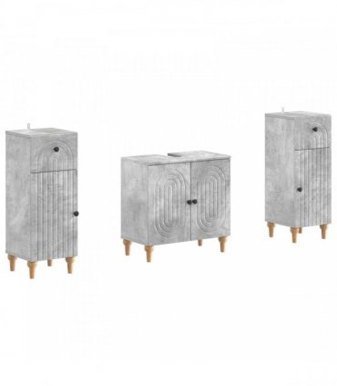vidaXL 3 Piece Bathroom Cabinet Set ALKMAAR 3 pcs Concrete Grey