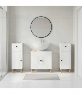 vidaXL 3 Piece Bathroom Cabinet Set ALKMAAR 3 pcs High Gloss White