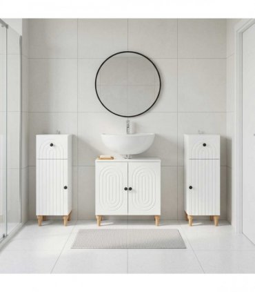 vidaXL 3 Piece Bathroom Cabinet Set ALKMAAR 3 pcs High Gloss White