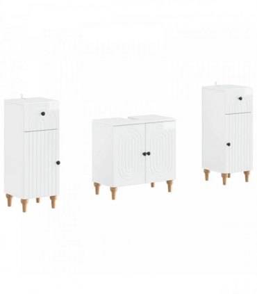 vidaXL 3 Piece Bathroom Cabinet Set ALKMAAR 3 pcs High Gloss White