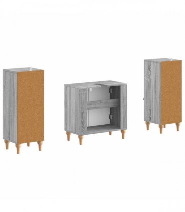 vidaXL 3 Piece Bathroom Cabinet Set ALKMAAR 3 pcs Grey Sonoma