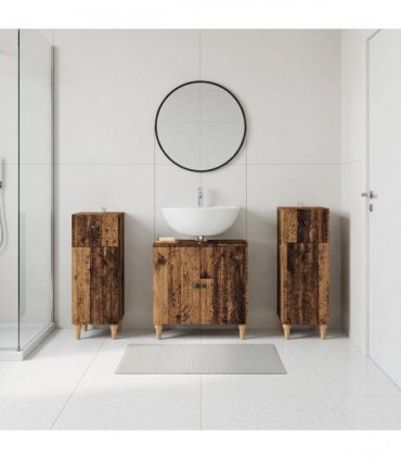 vidaXL 3 Piece Bathroom Cabinet Set ALKMAAR 3 pcs Old Wood