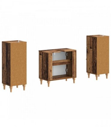 vidaXL 3 Piece Bathroom Cabinet Set ALKMAAR 3 pcs Old Wood