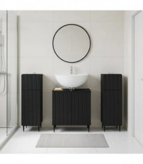 vidaXL 3 Piece Bathroom Cabinet Set ZWOLLE 3 pcs Black 30 x 31 x 80 cm
