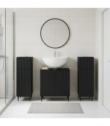 vidaXL 3 Piece Bathroom Cabinet Set ZWOLLE 3 pcs Black 30 x 31 x 80 cm