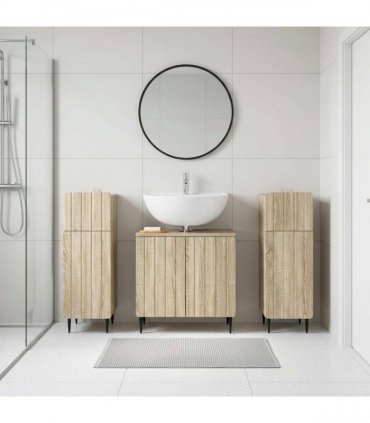 vidaXL 3 Piece Bathroom Cabinet Set ZWOLLE 3 pcs Sonoma Oak