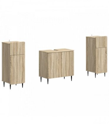vidaXL 3 Piece Bathroom Cabinet Set ZWOLLE 3 pcs Sonoma Oak