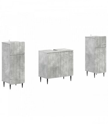 vidaXL 3 Piece Bathroom Cabinet Set ZWOLLE 3 pcs Concrete Grey