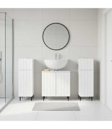 vidaXL 3 Piece Bathroom Cabinet Set ZWOLLE 3 pcs High Gloss White