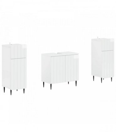 vidaXL 3 Piece Bathroom Cabinet Set ZWOLLE 3 pcs High Gloss White