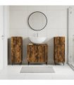 vidaXL 3 Piece Bathroom Cabinet Set ZWOLLE 3 pcs Smoked Oak