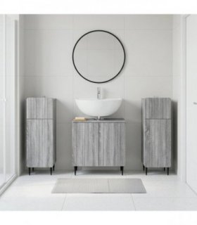 vidaXL 3 Piece Bathroom Cabinet Set ZWOLLE 3 pcs Grey Sonoma