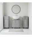vidaXL 3 Piece Bathroom Cabinet Set ZWOLLE 3 pcs Grey Sonoma