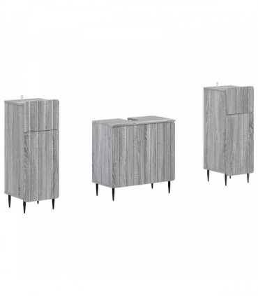 vidaXL 3 Piece Bathroom Cabinet Set ZWOLLE 3 pcs Grey Sonoma