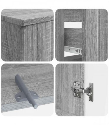 vidaXL 3 Piece Bathroom Cabinet Set ZWOLLE 3 pcs Grey Sonoma