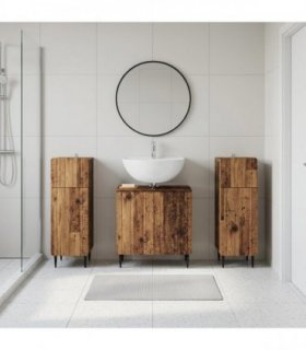 vidaXL 3 Piece Bathroom Cabinet Set ZWOLLE 3 pcs Old Wood