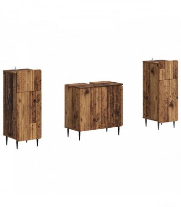 vidaXL 3 Piece Bathroom Cabinet Set ZWOLLE 3 pcs Old Wood