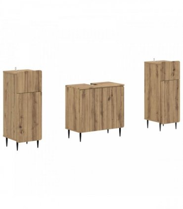vidaXL 3 Piece Bathroom Cabinet Set ZWOLLE 3 pcs Artisan Oak