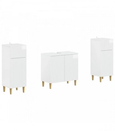 vidaXL 3 Piece Bathroom Cabinet Set ARNHEM 3 pcs High Gloss White