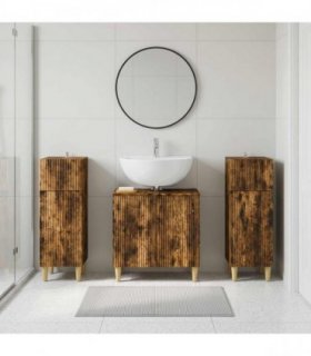 vidaXL 3 Piece Bathroom Cabinet Set ARNHEM 3 pcs Smoked Oak