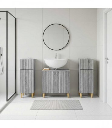 vidaXL 3 Piece Bathroom Cabinet Set ARNHEM 3 pcs Grey Sonoma