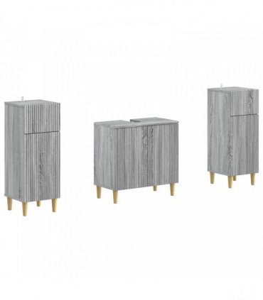 vidaXL 3 Piece Bathroom Cabinet Set ARNHEM 3 pcs Grey Sonoma