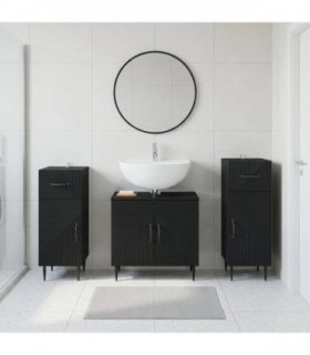vidaXL 3 Piece Bathroom Cabinet Set HAARLEM 3 pcs Black