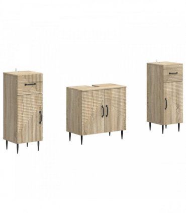 vidaXL 3 Piece Bathroom Cabinet Set HAARLEM 3 pcs Sonoma Oak