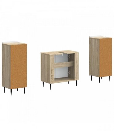 vidaXL 3 Piece Bathroom Cabinet Set HAARLEM 3 pcs Sonoma Oak