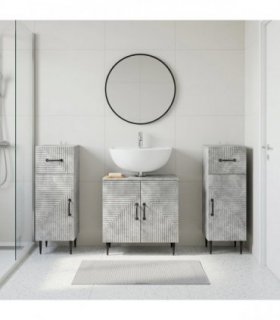 vidaXL 3 Piece Bathroom Cabinet Set HAARLEM 3 pcs Concrete Grey