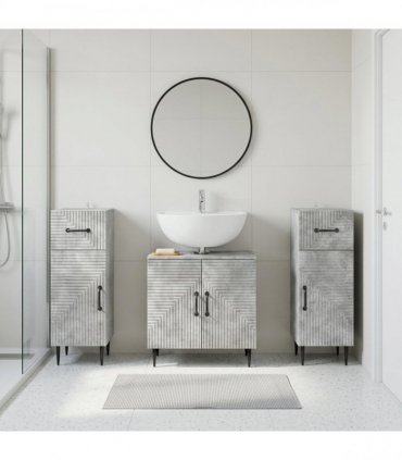 vidaXL 3 Piece Bathroom Cabinet Set HAARLEM 3 pcs Concrete Grey