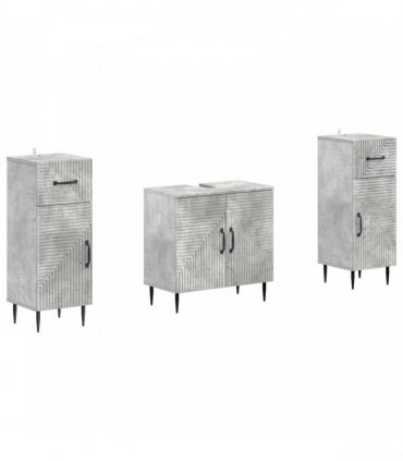 vidaXL 3 Piece Bathroom Cabinet Set HAARLEM 3 pcs Concrete Grey