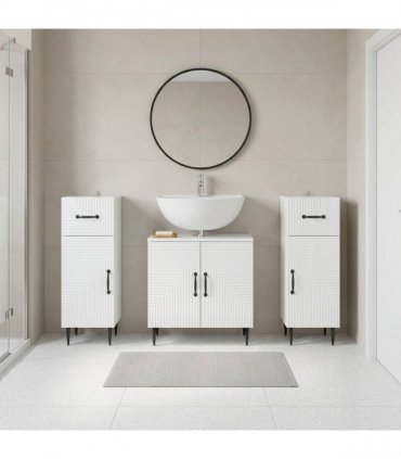 vidaXL 3 Piece Bathroom Cabinet Set HAARLEM 3 pcs High Gloss White