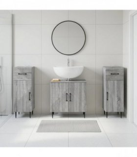 vidaXL 3 Piece Bathroom Cabinet Set HAARLEM 3 pcs Grey Sonoma