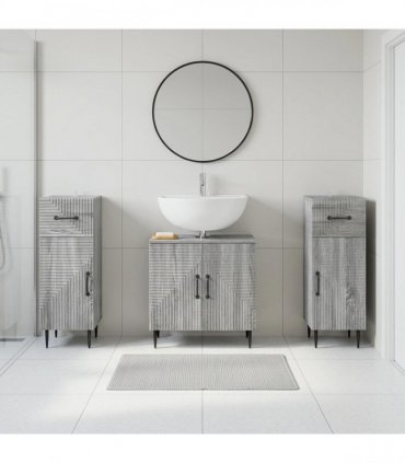 vidaXL 3 Piece Bathroom Cabinet Set HAARLEM 3 pcs Grey Sonoma