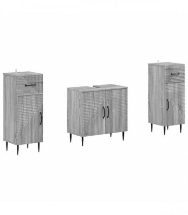 vidaXL 3 Piece Bathroom Cabinet Set HAARLEM 3 pcs Grey Sonoma