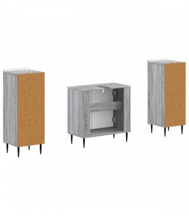 vidaXL 3 Piece Bathroom Cabinet Set HAARLEM 3 pcs Grey Sonoma
