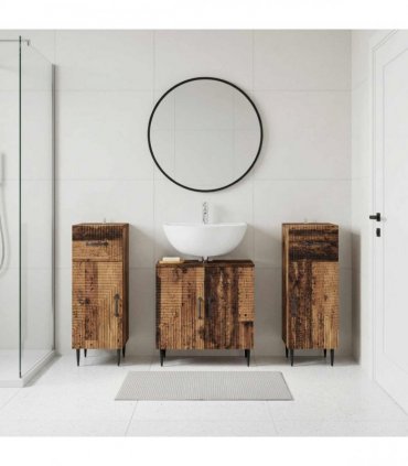 vidaXL 3 Piece Bathroom Cabinet Set HAARLEM 3 pcs Old Wood