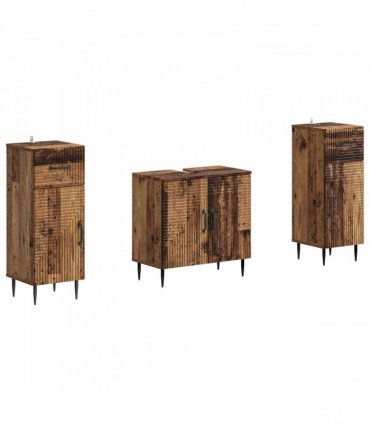 vidaXL 3 Piece Bathroom Cabinet Set HAARLEM 3 pcs Old Wood