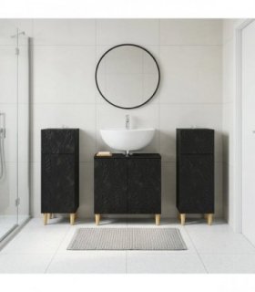 vidaXL 3 Piece Bathroom Cabinet Set DELFT 3 pcs Black 30 x 31 x 80 cm