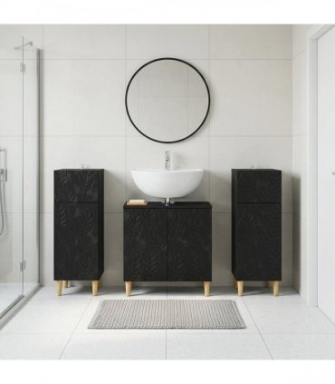 vidaXL 3 Piece Bathroom Cabinet Set DELFT 3 pcs Black 30 x 31 x 80 cm
