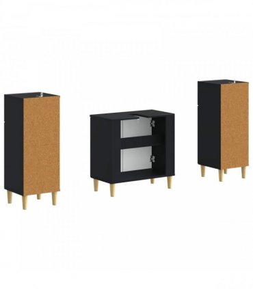 vidaXL 3 Piece Bathroom Cabinet Set DELFT 3 pcs Black 30 x 31 x 80 cm