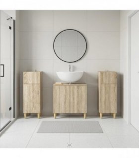vidaXL 3 Piece Bathroom Cabinet Set DELFT 3 pcs Sonoma Oak
